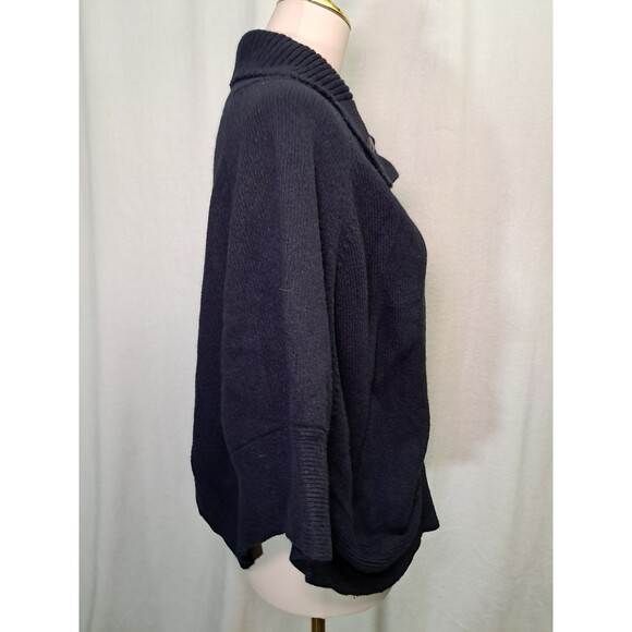 Bomboogie One Size Button Fasten Poncho Cardigan Sweater Part Angora Navy Blue - Picture 5 of 12